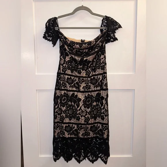 avec les filles women's floral-print lace-trim chiffon dress Floral Chiffon Lace Trim Mini Dress